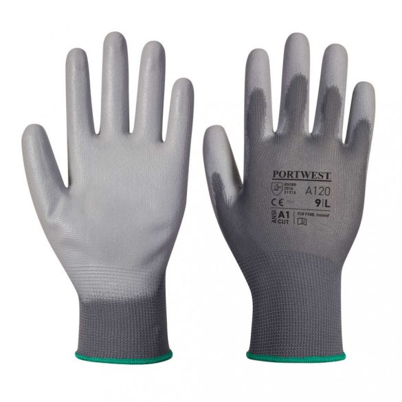 Portwest Nylon védőkesztyű PU tenyérmártott-A120-szürke-L