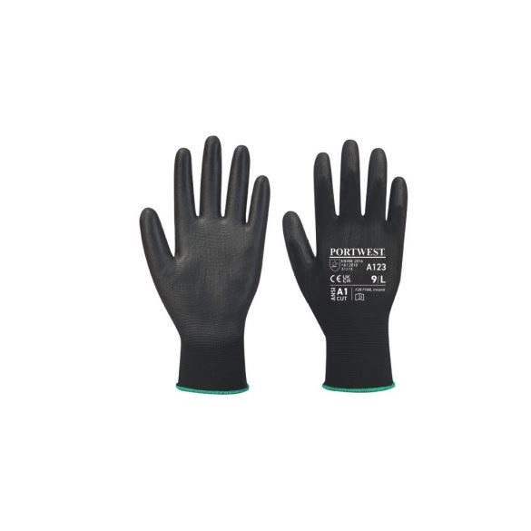 Portwest PU Palm Latex Free  (144 pár)-A123-fekete-L