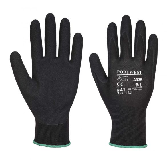 Portwest A335 - Dermi-Grip NPR15 Nitrile Sandy kesztyű-A335-fekete-XL