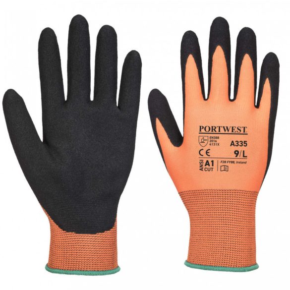 Portwest A335 - Dermi-Grip NPR15 Nitrile Sandy kesztyű - 10/XL - narancs/fekete