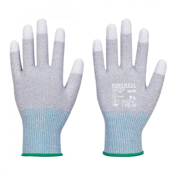 Portwest MR13 ESD PU Fingertip  (12 pár) A698 - szürke / fehér - S