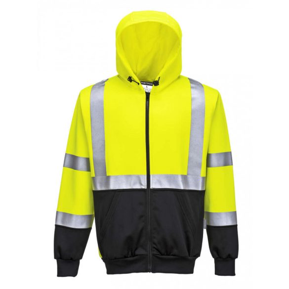 Portwest B315 - Hi-Vis kéttónusú kapucnis pulóver - 5XL - sárga/fekete