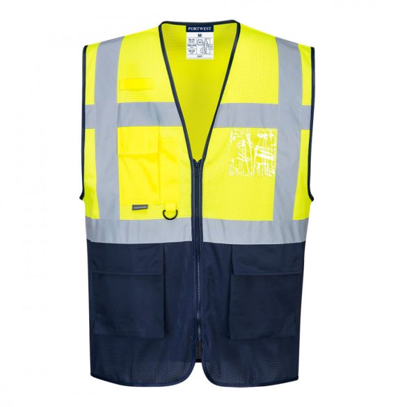 Portwest Hi-Vis kéttónusú MeshAir Executive mellény C377 - sárga / tengerészkék - L