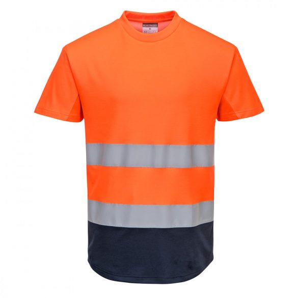 Portwest Kéttónusú Mesh póló C395 - narancs / tengerészkék - 2XL