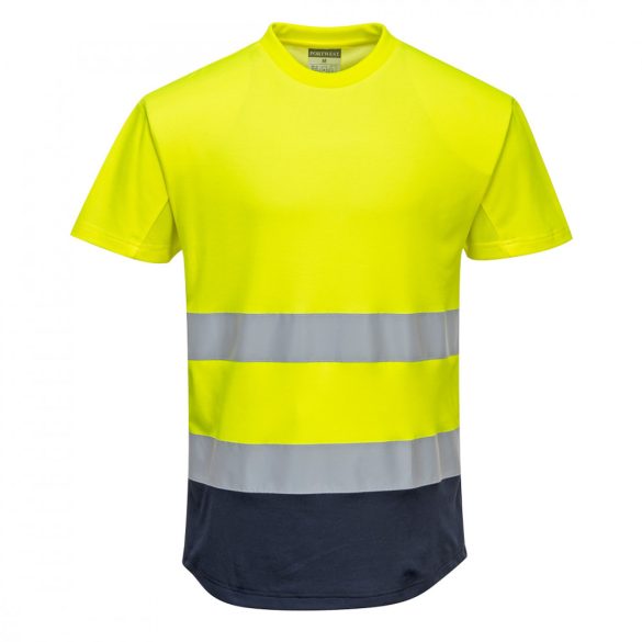 Portwest Kéttónusú Mesh póló C395 - sárga / tengerészkék - 2XL