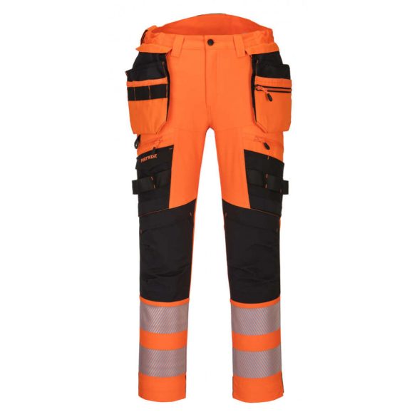 Portwest DX442 – Portwest DX4 Hi-Vis Lengőzsebes nadrág - 28 - narancs/fekete