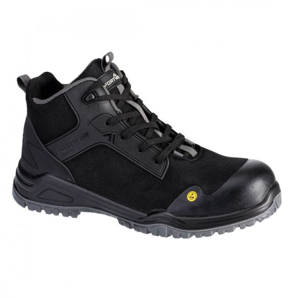 Portwest ESD munkavédelmi bakancs FX2 Bevel Composite Mid Boot S3S SR FO-FE01-fekete/szürke-39