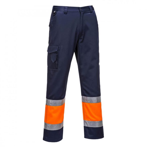 Portwest Hi-Vis könnyű, kéttónusú Combat nadrág L049 - narancs / tengerészkék - L