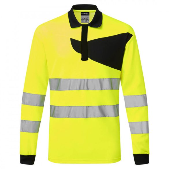 Portwest PW2 Hi-Vis Polo Shirt L/S PW220 - sárga / fekete - 4XL