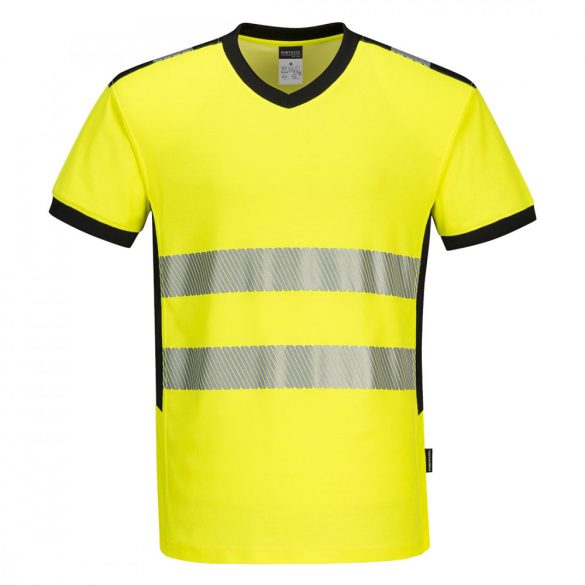 Portwest PW3 Hi-Vis V-nyakú póló PW310 - sárga/fekete - 2XL