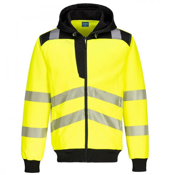 Portwest PW3 Hi-Vis zippzáras kapucnis pulóver PW327 - sárga / fekete - 4XL