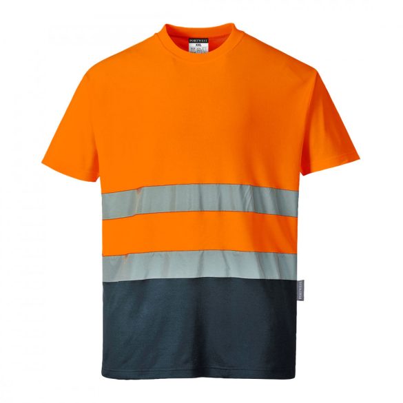 Portwest Hi-Vis kontraszt pólóing S173 - narancs / tengerészkék - 4XL