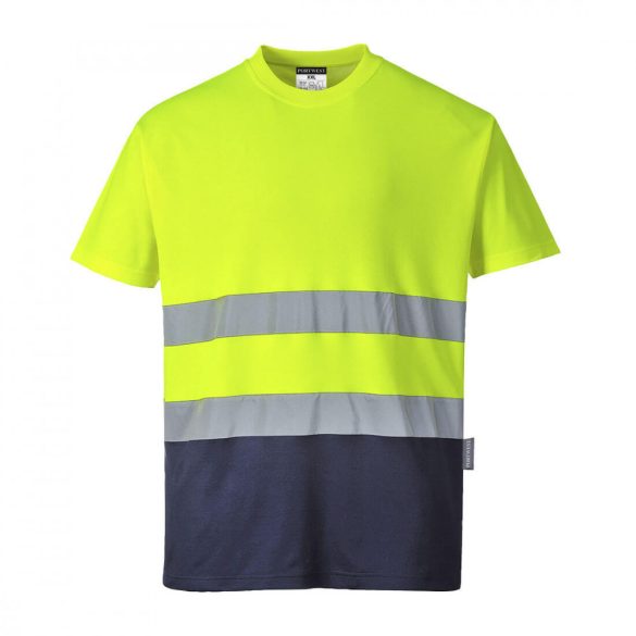 Portwest Hi-Vis kontraszt pólóing S173 - sárga / tengerészkék - XS