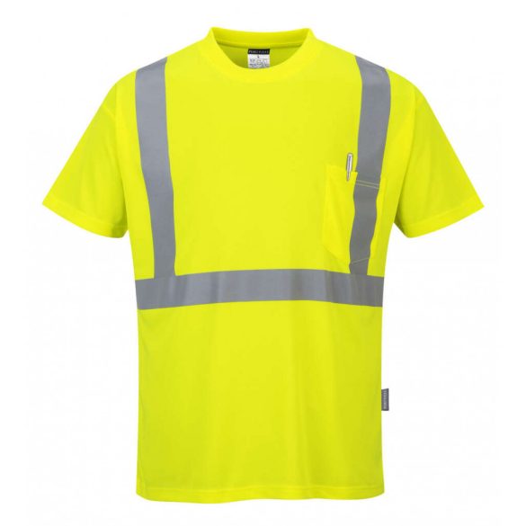 Portwest S190 - HiVis póló zsebbel - 4XL - sárga