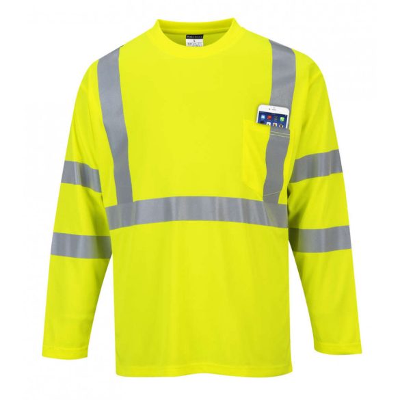 Portwest S191 - Hivis hosszú ujjú póló zsebbel - 4XL - sárga