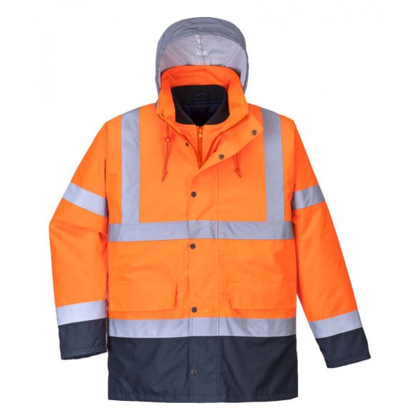 Portwest S471 - HiVis 4 az 1-ben Contrast Traffic kabát - L - narancs