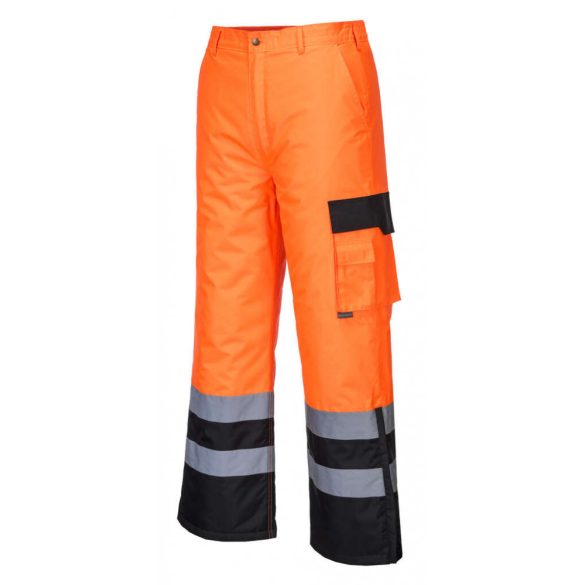 Portwest S686 - Hi-Vis Contrast nadrág - bélelt - XL - narancs/fekete