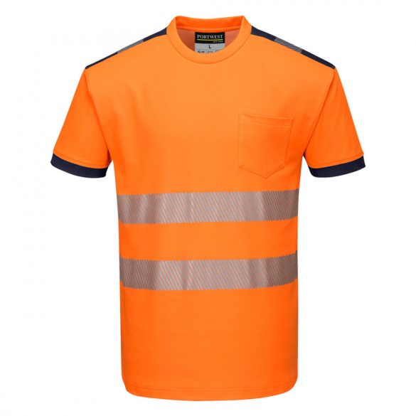 Portwest Jól láthatósági Vision póló T181 - narancs / tengerészkék - 3XL