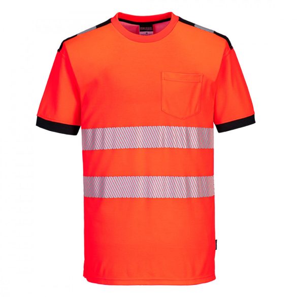 Portwest Jól láthatósági Vision póló T181 - piros/fekete - 2XL