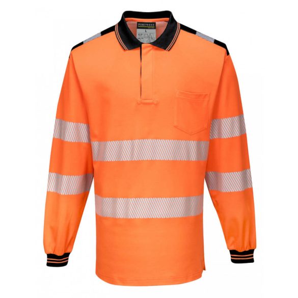 Portwest T184 - PW3 Hi-Vis hosszú ujjú pólóing - 4XL - narancs/fekete