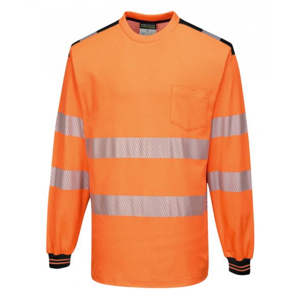 Portwest T185 - PW3 Hi-Vis hosszú ujjú póló - 4XL - narancs/fekete