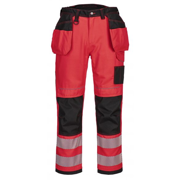 Portwest Vision Hi-Vis nadrág T501 - piros/fekete - 30 (S)